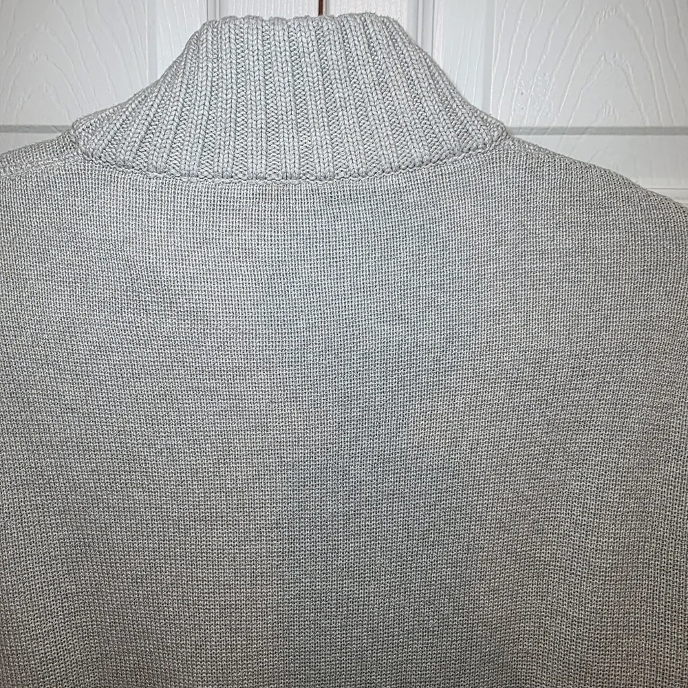 J.Crew Men’s Cotton Quarter-Zip Sweater – XL – Textured Knit Light Grey